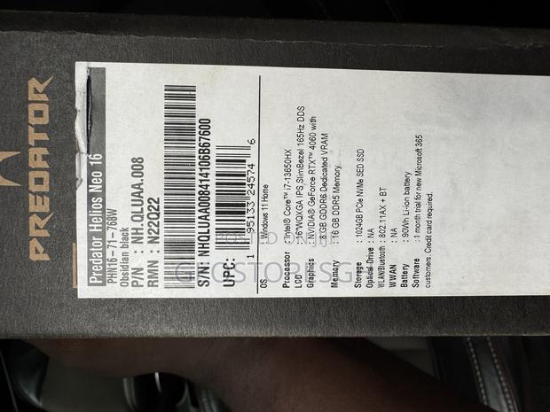 New Laptop Acer Predator Helios Neo 16 16GB Intel Core I7 SSD 1T · Photo 1