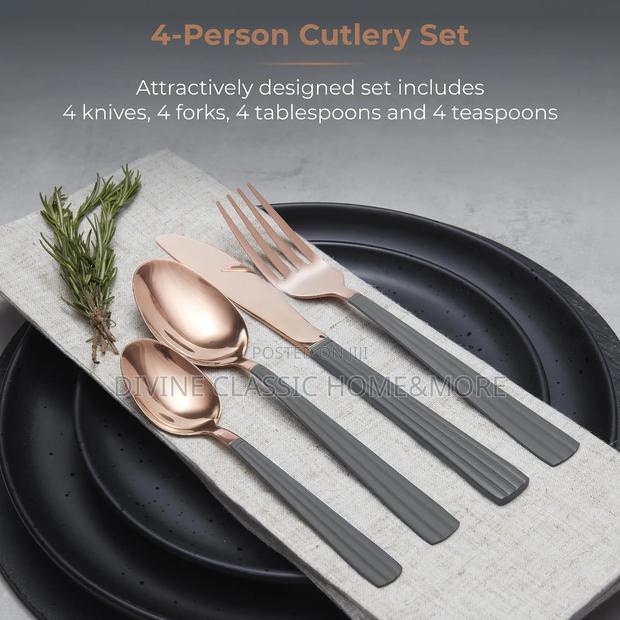 Tower Cavaletto Stainless Steel 16pcs Cutlery Set, Rose Gold · Photo 1