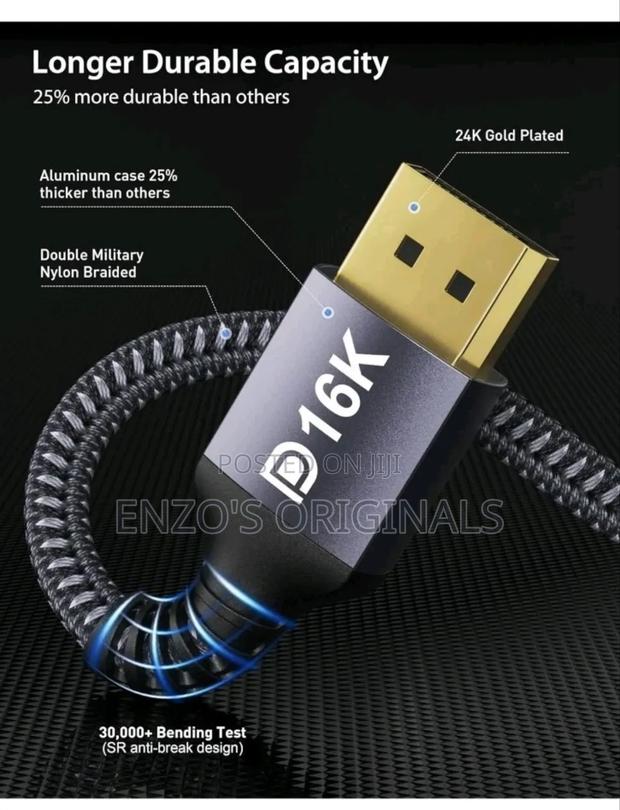 Display Port 2.1 Cable 6ft 16kay · Photo 1
