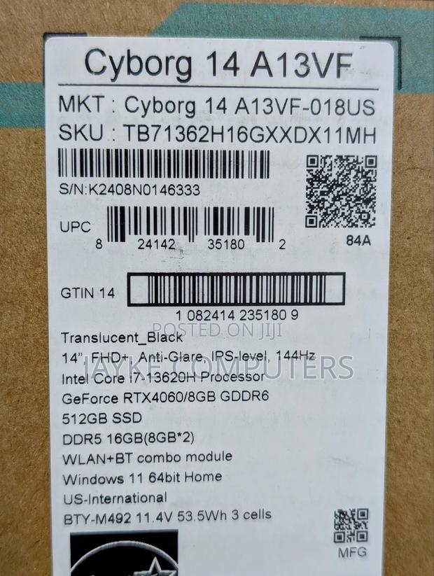 New Laptop MSI Cyborg 14 16GB Intel Core i7 SSD 512GB · Photo 4
