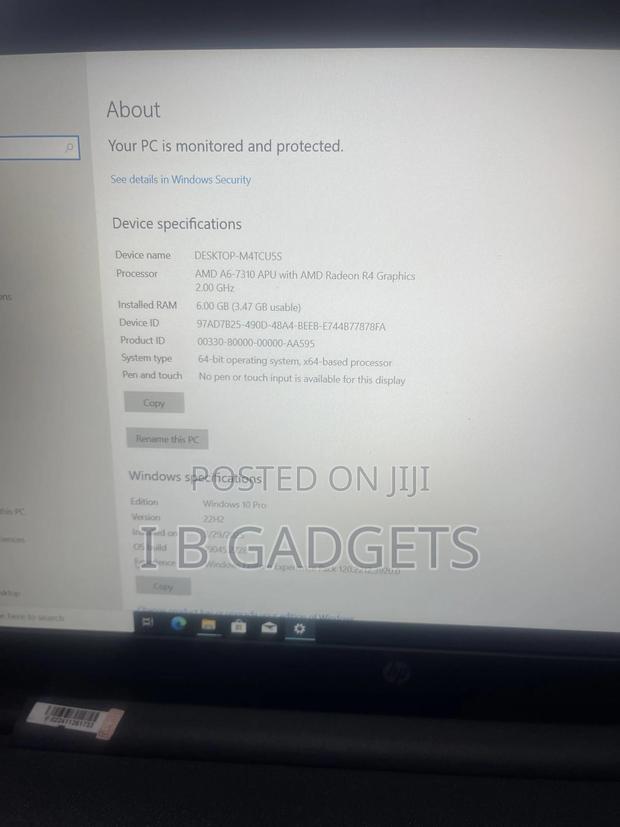 Laptop HP 15 6GB AMD A6 HDD 500GB · Photo 1