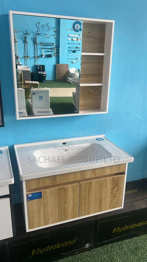 Cabinet Basin With Mirror 80cm Wood Color · Photo 1