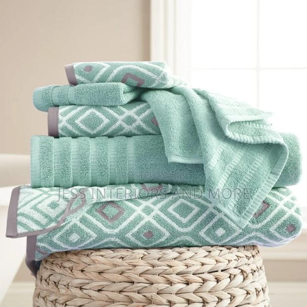Oxford 6-Piece Cotton Bath Towel Set, Aqua · Photo 3