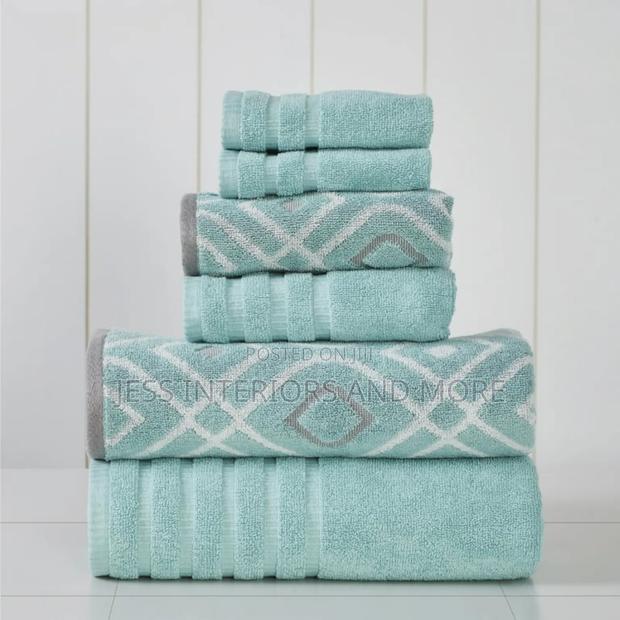 Oxford 6-Piece Cotton Bath Towel Set, Aqua · Photo 2