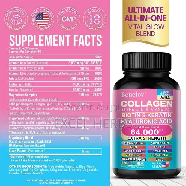 Bcuelov Collagen Biotin Keratin Hyaluronic Acid 120caps · Photo 2