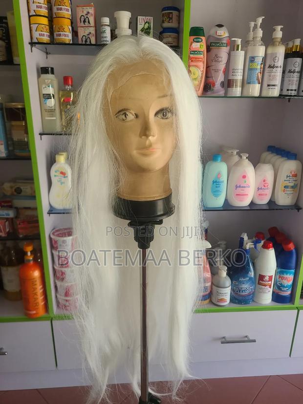 Full Frontal Straight White Wig · Photo 1