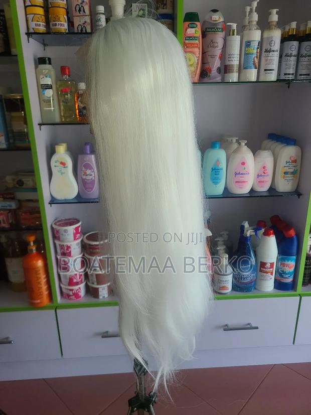 Full Frontal Straight White Wig · Photo 3