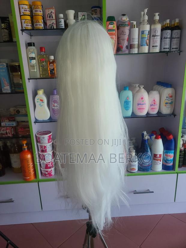 Full Frontal Straight White Wig · Photo 4
