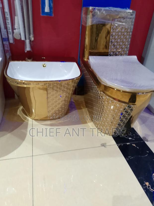 Golden Toilet Seat Wc With Basin 060 G967 · Photo 1