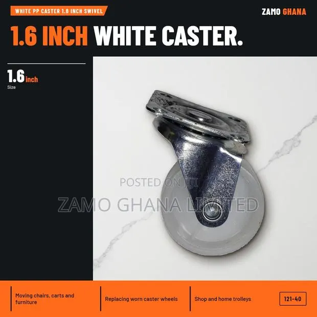 White Pp Caster 1.6 Inch Swivel - 121-40 · Photo 1
