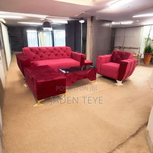 Wine Fabric Sofa Set Three in One and Single · Photo 1