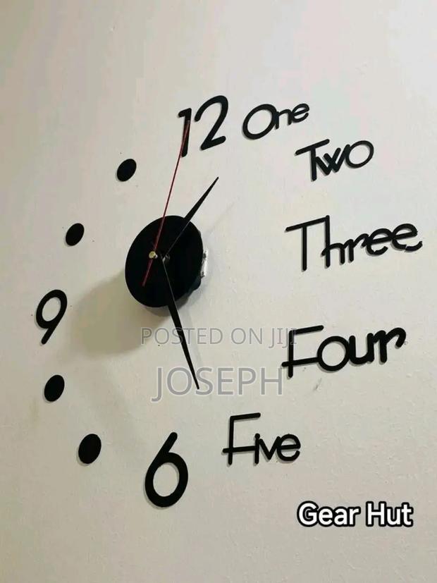 3d Wall Clock Black Large Size · Photo 1