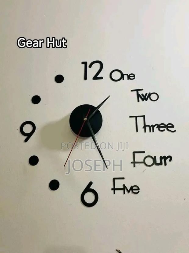 3d Wall Clock Black Large Size · Photo 2