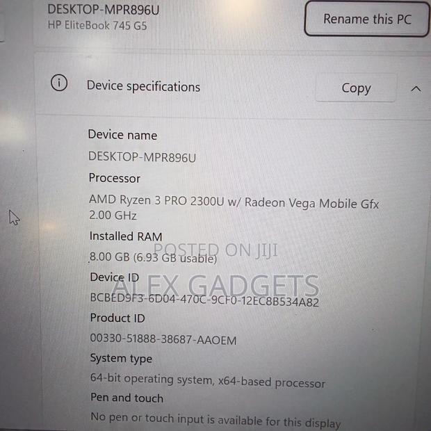 Laptop HP EliteBook 745 G5 8GB AMD Ryzen 3 SSD 128GB · Photo 6