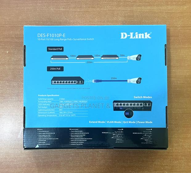 D-Link 10-Port 10/100 Long Range Poe+ Switch Des-F1010p-E · Photo 2