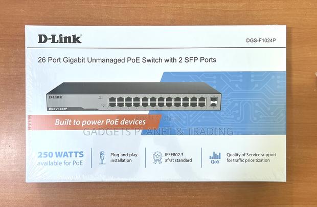 26 Port Gigabit Unmanaged Poe Switch 2 SFP Ports- DGS-F1024p · Photo 1