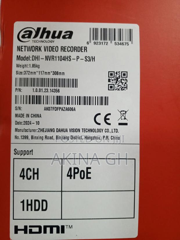 Dahua 4ch Poe NVR Dhi-Nvr1104hs-P-S3/H · Photo 2