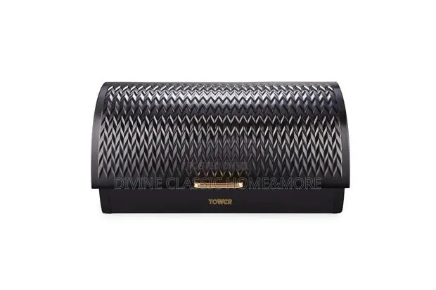Tower Roll Top Bread Bin, Stainless Steel, Black and Brass, One Size · Photo 1