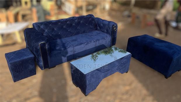 3 in Set Blu Fabric Sofa · Photo 1