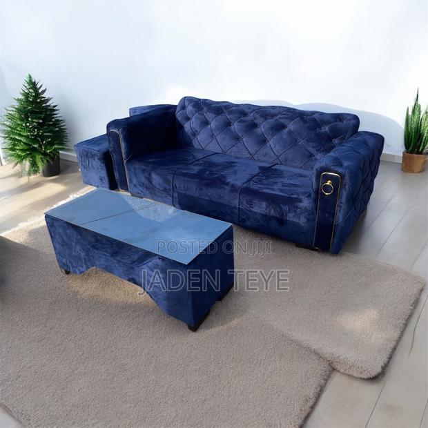 3 in Set Blu Fabric Sofa · Photo 2