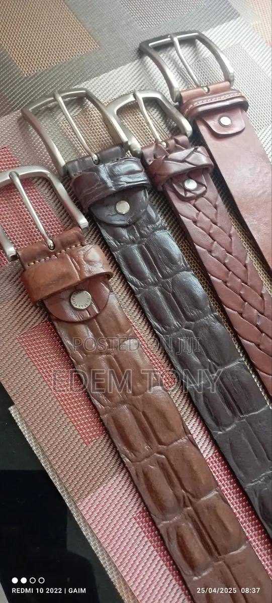Genuine Brown Leather Belt (Textured) · Photo 1
