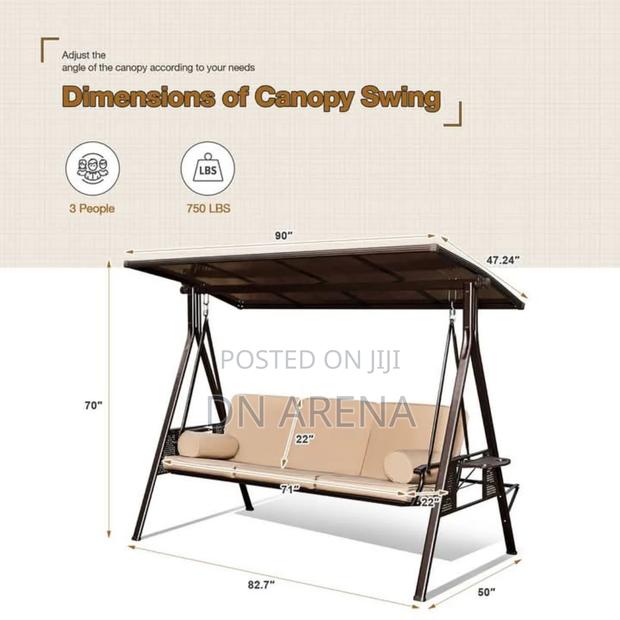Outdoor Patio Porch Swing Three-Seater Outdoor Swing · Photo 4