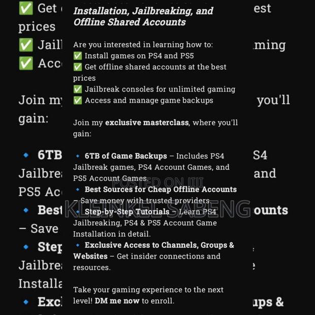 Masterclass: Ps4 Ps5 Game Installation Jailbreak Account · Photo 1