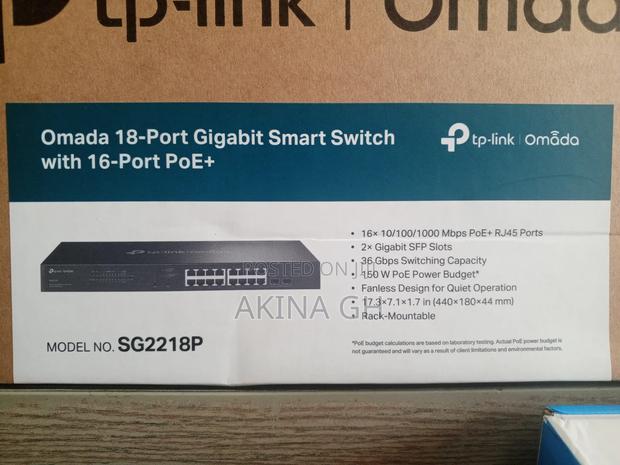 TP-Link Omada 16 Port Poe+ Smart Gigabit Switch Sg2218p · Photo 2