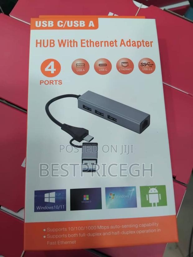 Usb C/ Usb a Hub With Ethernet Adapter 4 Ports · Photo 1