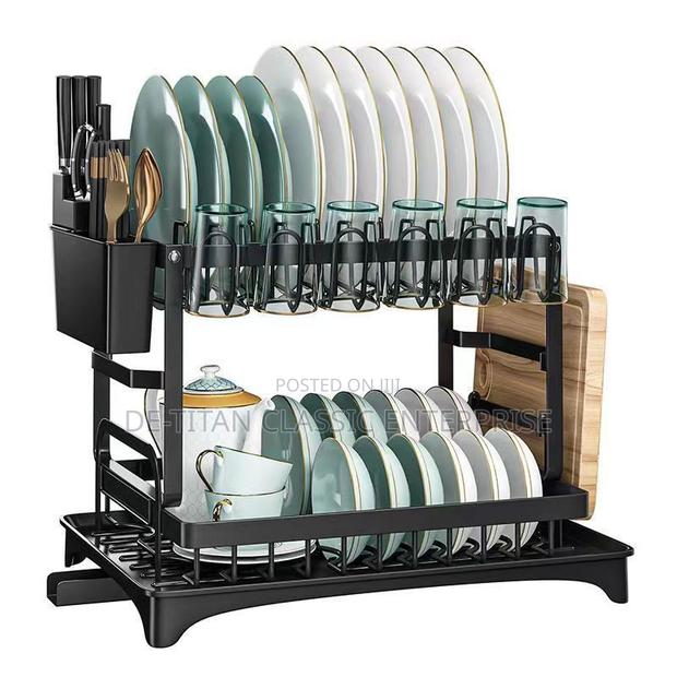 Dish Drainer 2 Tier Large Dish Drying Rack Cookware · Photo 1