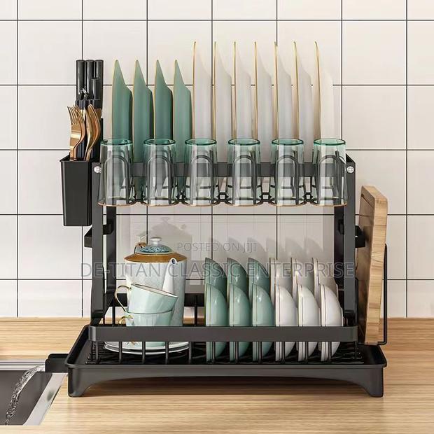 Dish Drainer 2 Tier Large Dish Drying Rack Cookware · Photo 2
