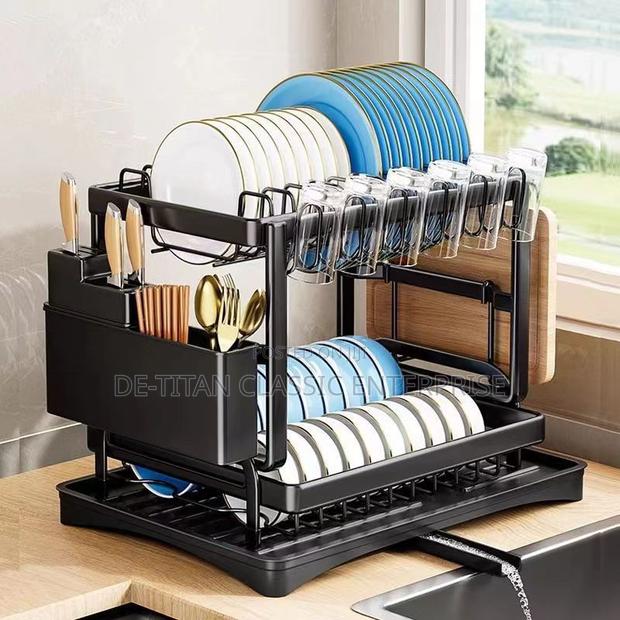 Dish Drainer 2 Tier Large Dish Drying Rack Cookware · Photo 3