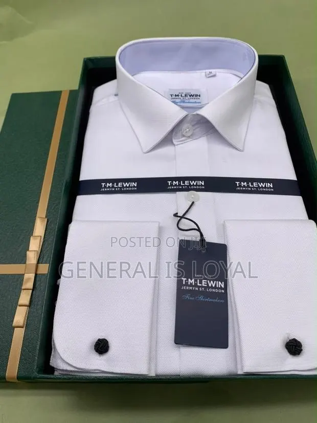 Tm Lewin White / Blue Cotton Long Sleeve Shirt