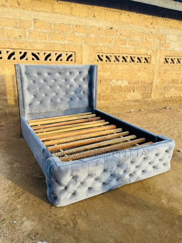 Fabric Double Bed Frame Ash · Photo 1