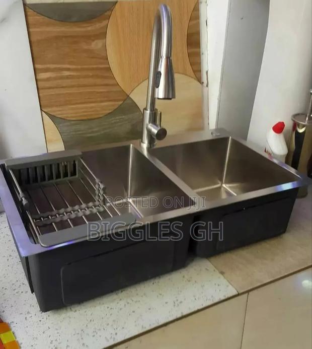 Double Bowl Armless Sink + Tap · Photo 1