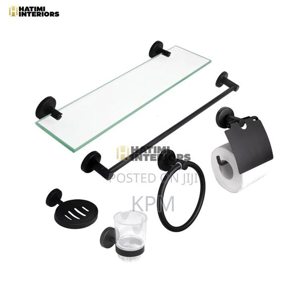 Matt Black 7 In 1 Bathroom Accessories Complete Set · Photo 1