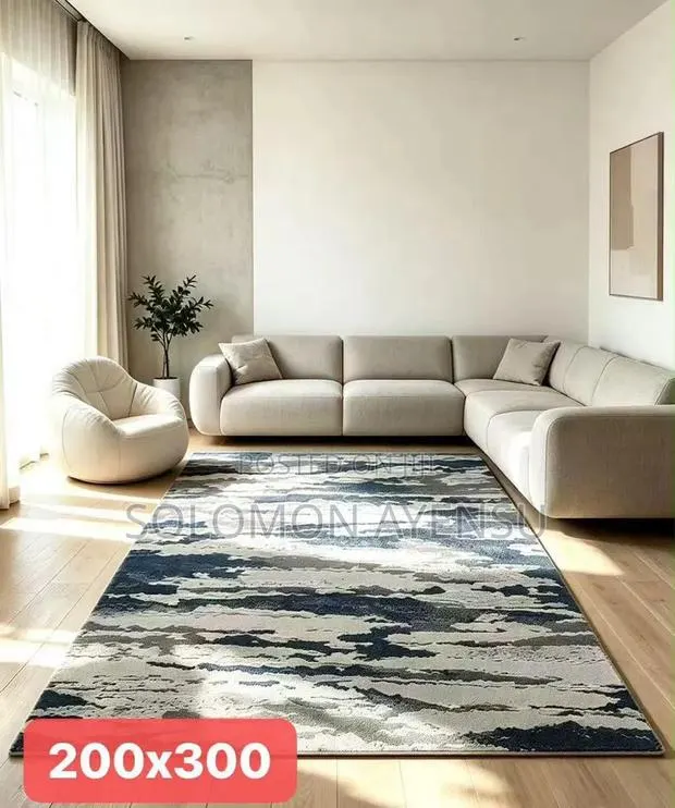 Blue Gray and Ivory Wool Abstract Hand Tufted Area Rug Available · Photo 1