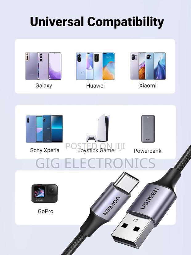 Ugreen 3a Fast Charge Usb a to C Cable Braided Usb C 1m · Photo 3
