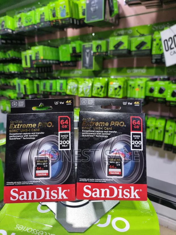 Sandisk 64gb 200mb/S Extreme Pro Uhs-I SDHC Memory Card · Photo 1