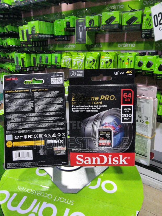 Sandisk 64gb 200mb/S Extreme Pro Uhs-I SDHC Memory Card · Photo 2