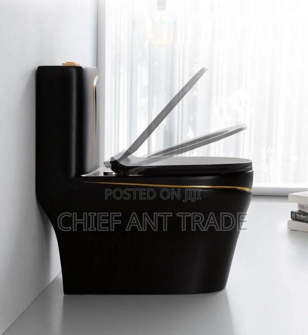 Black Wc Toilet Seat With Gold Gilt W652s · Photo 2