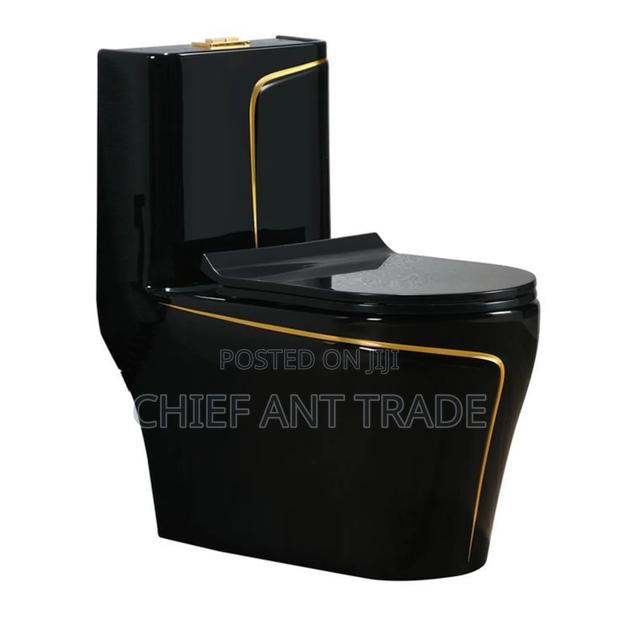 Black Wc Toilet Seat With Gold Gilt W652s · Photo 1