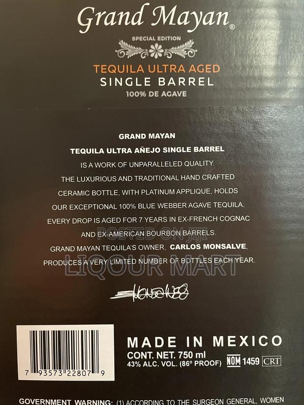 Grand Mayan Single Barrel Ultra Aged Tequila,750ml · Photo 3