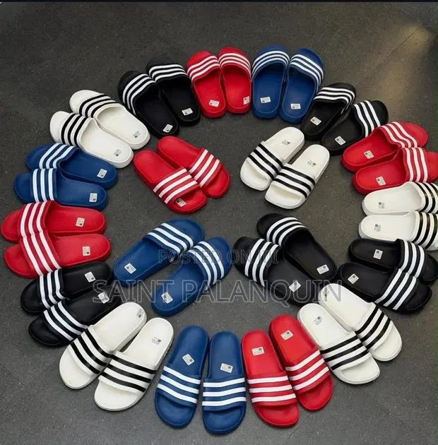 Classic Adidas Adilette the Signature Three-Stripe Design Displayed · Photo 1