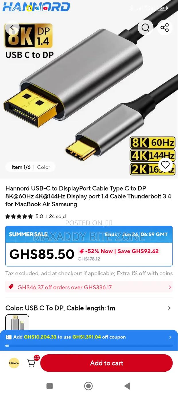 Hannord Usb-c To Displayport Cable
8k@60hz4k@144hz · Photo 5