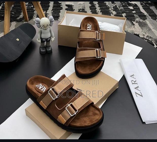 Zara Adjustable Double Buckle Suede Slide Sandal · Photo 1