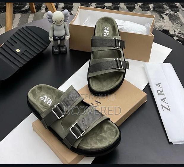 Zara Adjustable Double Buckle Suede Slide Sandal · Photo 6