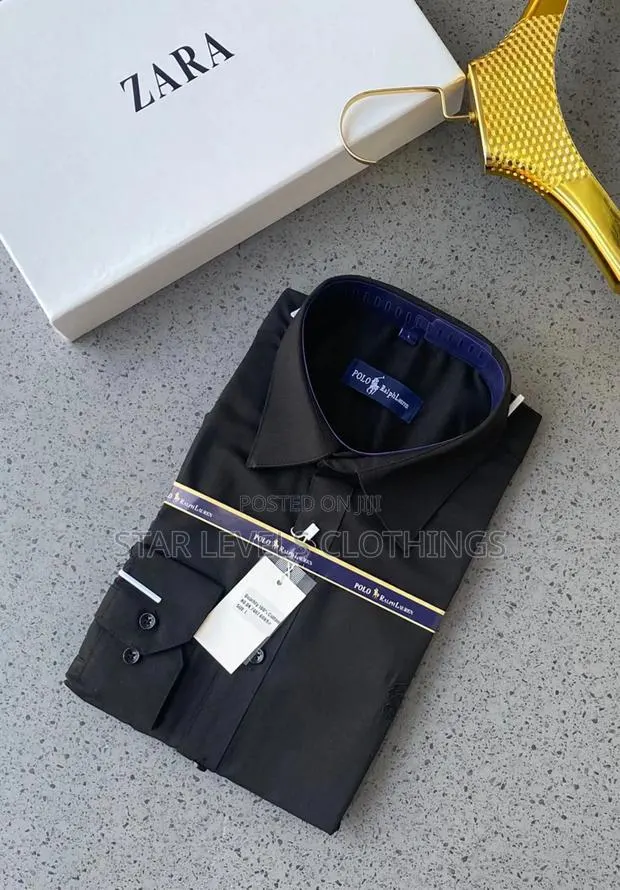 Pure Black Cotton Long Sleeves Shirts · Photo 1