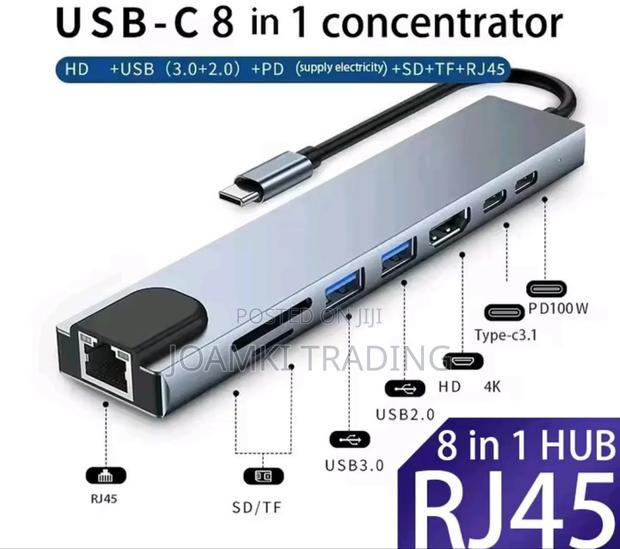 8 In 1 Usb C Hub 3.0 Splitter 4 Laptop, Pd Sd Tf Rj45 Hdmi · Photo 1
