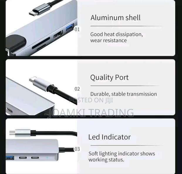 8 In 1 Usb C Hub 3.0 Splitter 4 Laptop, Pd Sd Tf Rj45 Hdmi · Photo 3